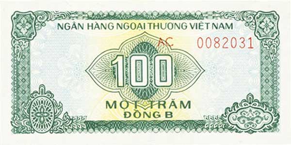 Front of Vietnam pFX3a: 100 Dong B from 1987