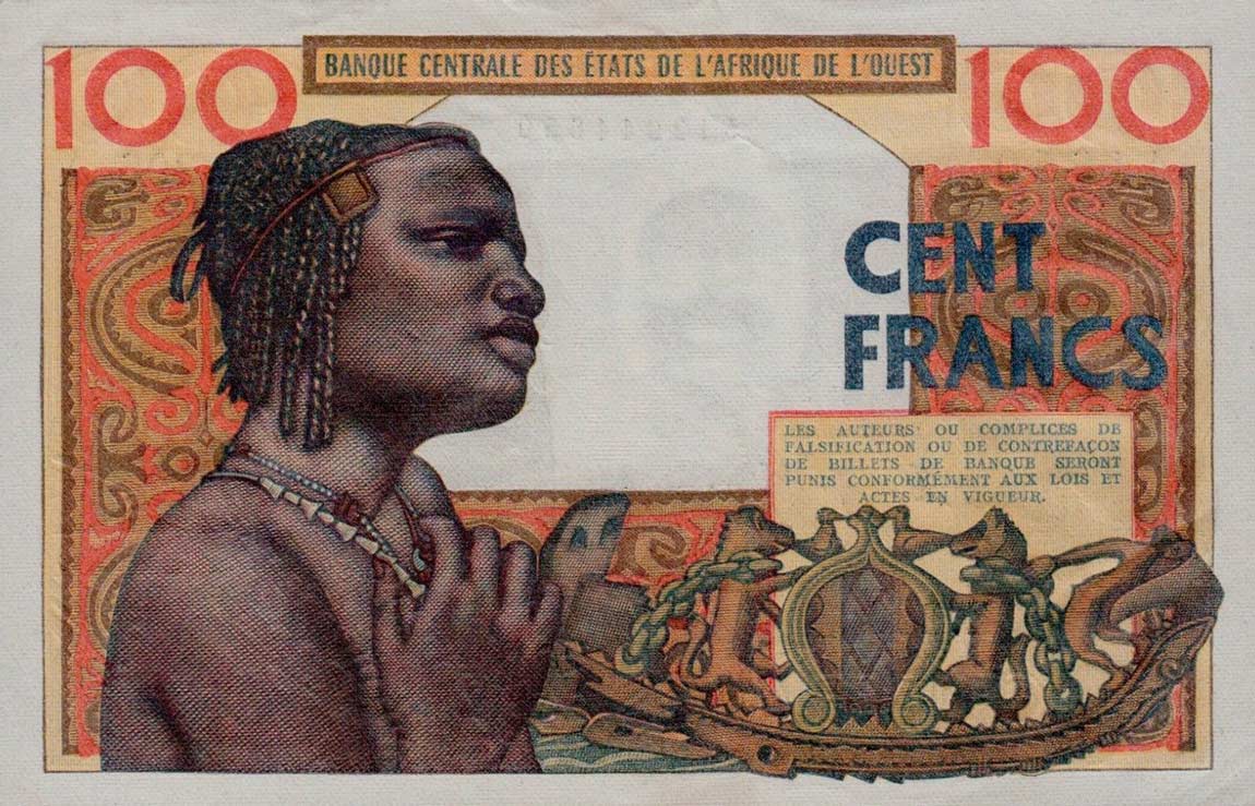Back of West African States p101Ad: 100 Francs from 1964