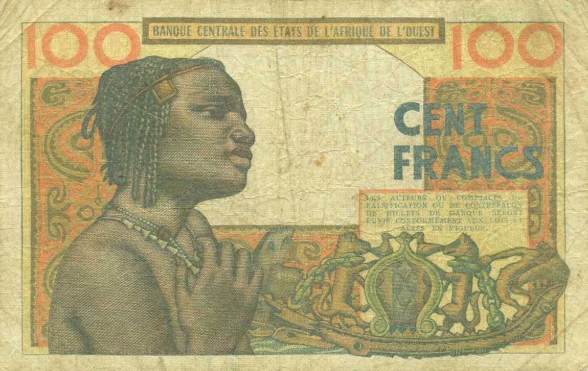 Back of West African States p101Ae: 100 Francs from 1965