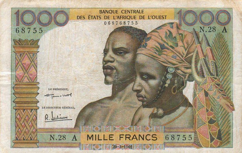 Front of West African States p103Ab: 1000 Francs from 1961