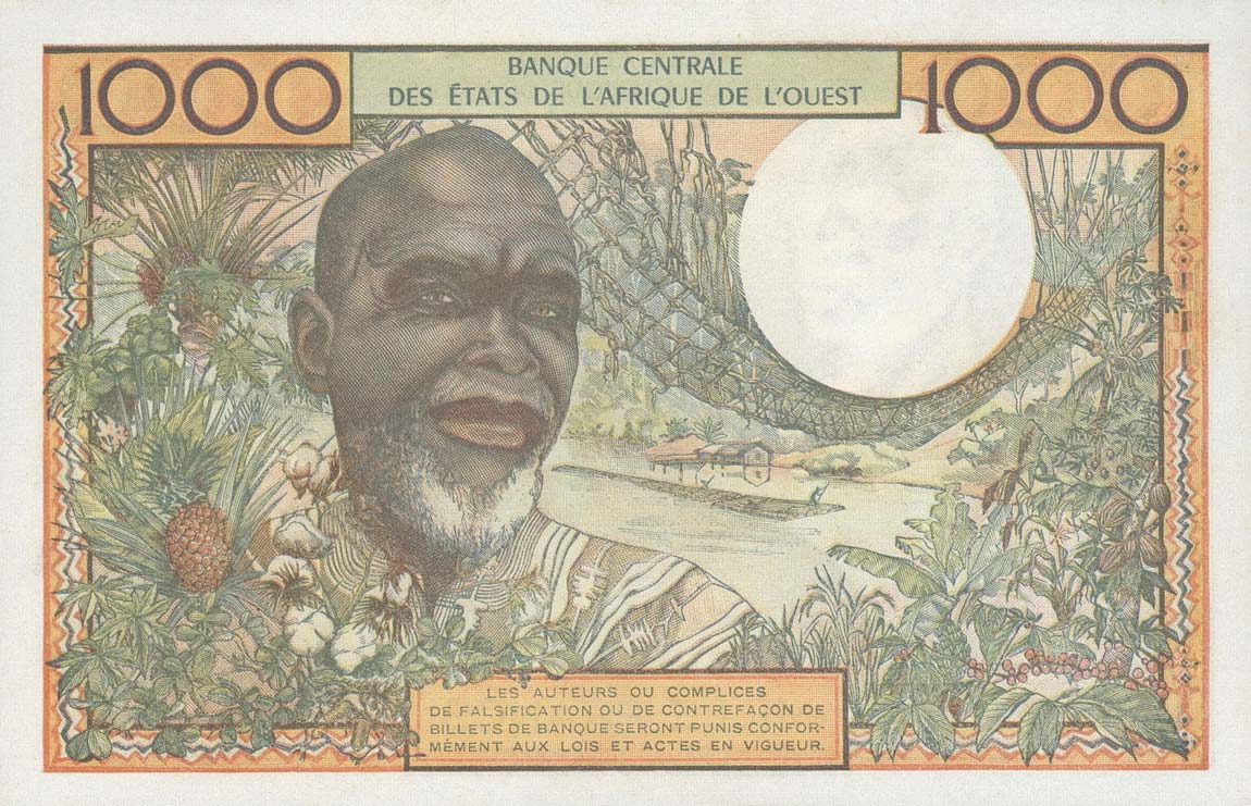 Back of West African States p103Ak: 1000 Francs from 1959