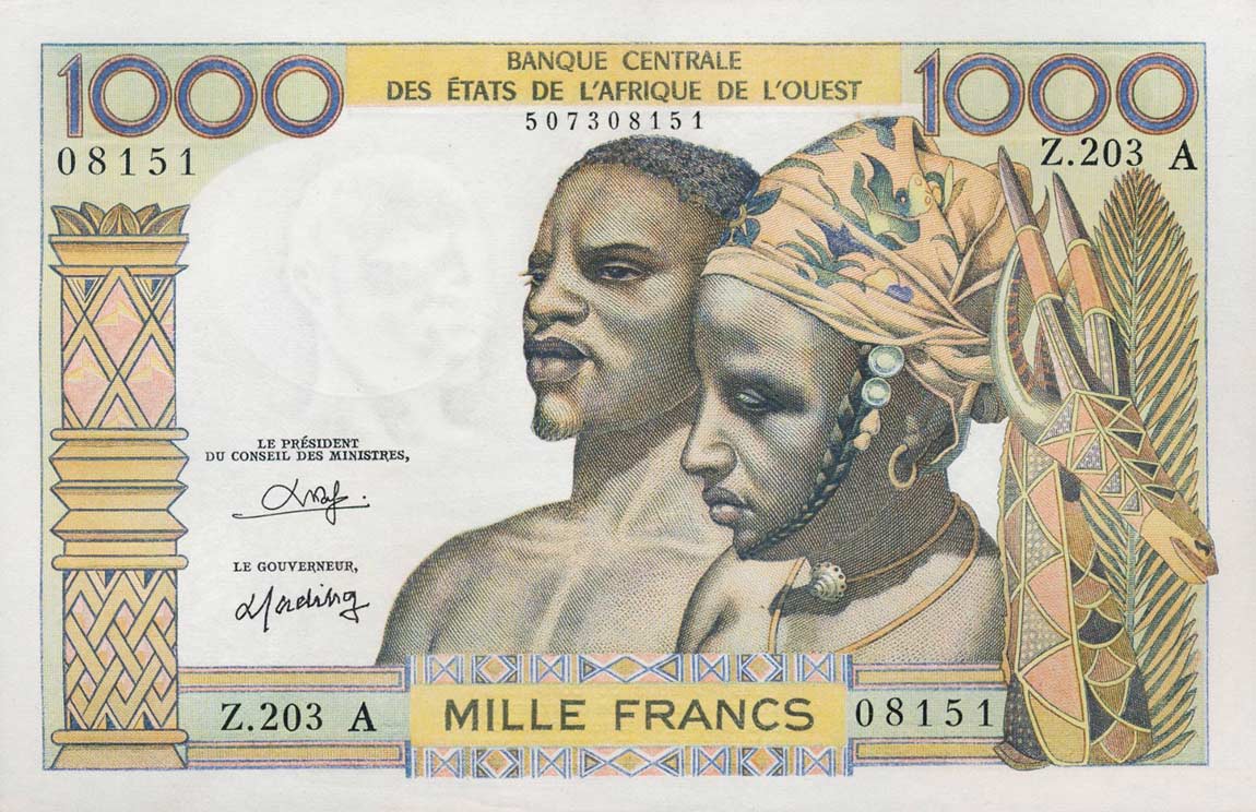 Front of West African States p103An: 1000 Francs from 1959