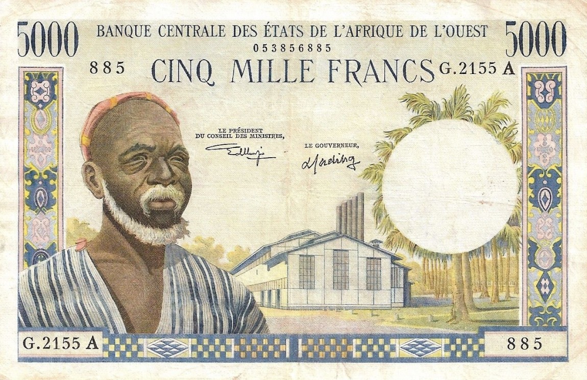 Front of West African States p104Ai: 5000 Francs from 1961