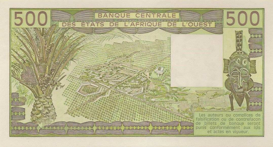 Back of West African States p106Af: 500 Francs from 1983