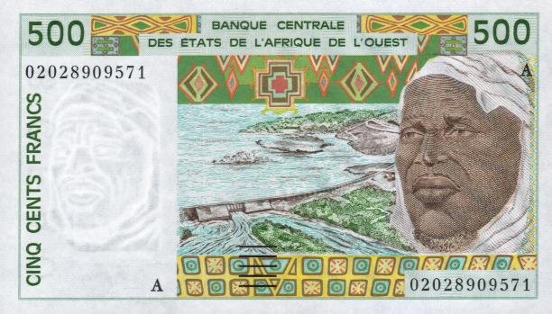 Front of West African States p110Aj: 500 Francs from 1999