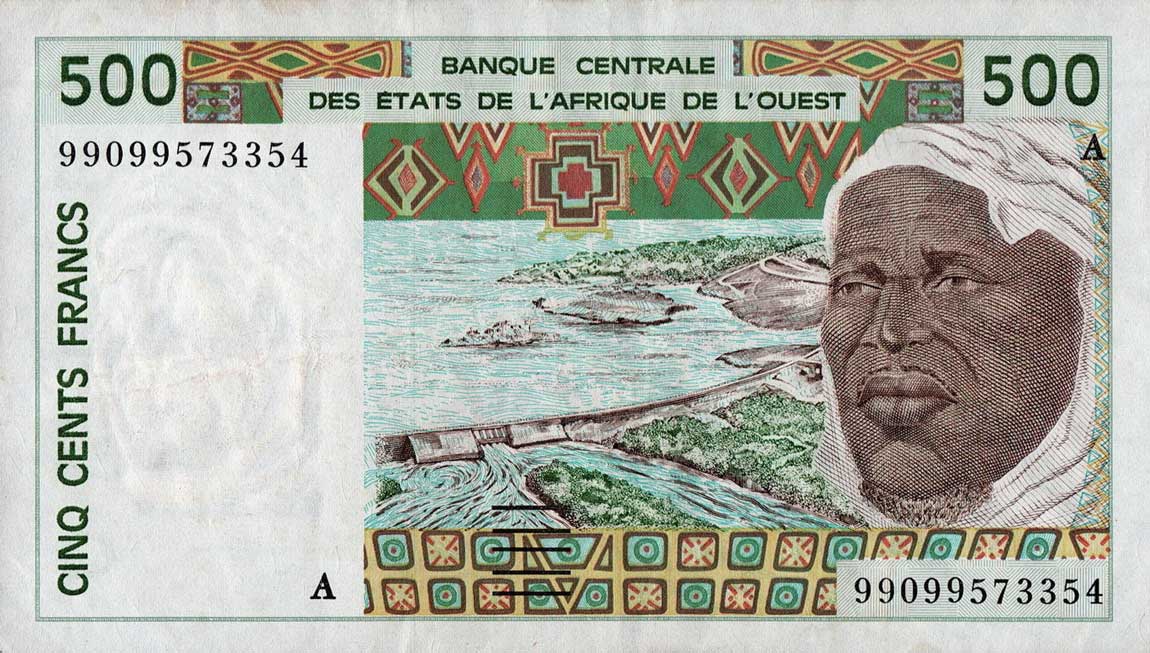 Front of West African States p110Ak: 500 Francs from 1999