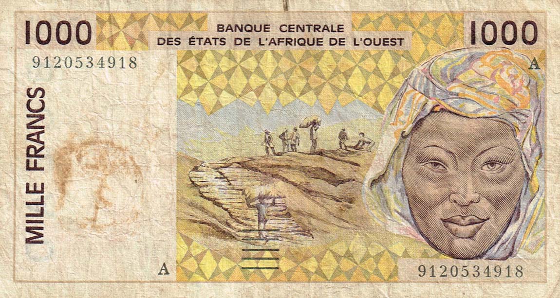 Front of West African States p111Aa: 1000 Francs from 1991