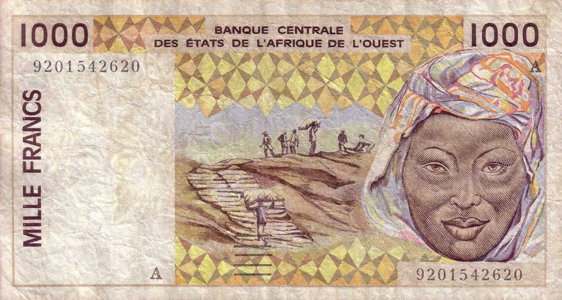 Front of West African States p111Ab: 1000 Francs from 1992