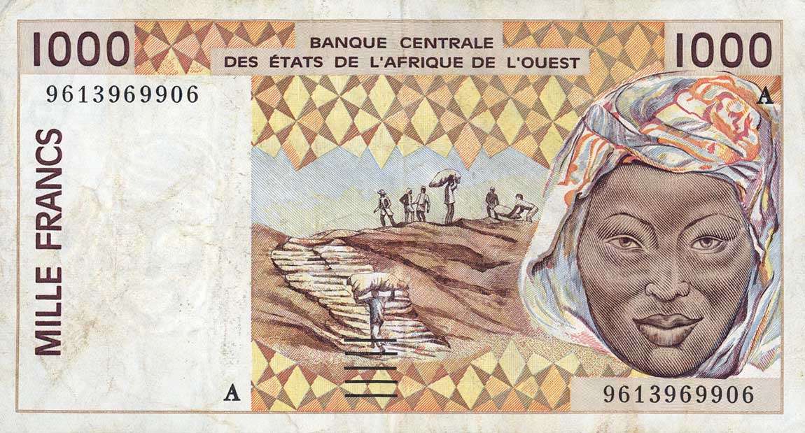 Front of West African States p111Af: 1000 Francs from 1996