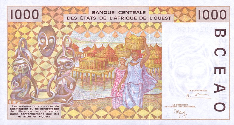 Back of West African States p111Ai: 1000 Francs from 1999