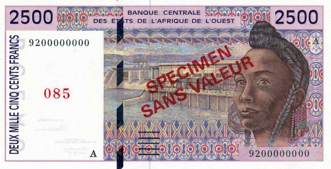 Front of West African States p112As: 2500 Francs from 1992
