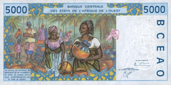 Back of West African States p113Ak: 5000 Francs from 2001
