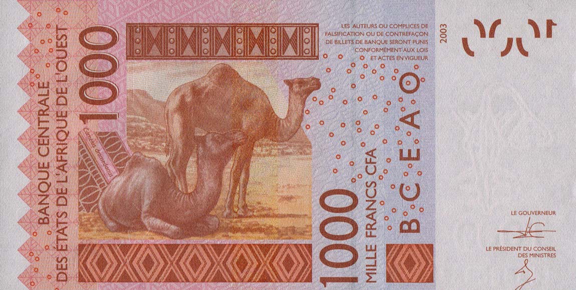Back of West African States p115An: 1000 Francs from 2014
