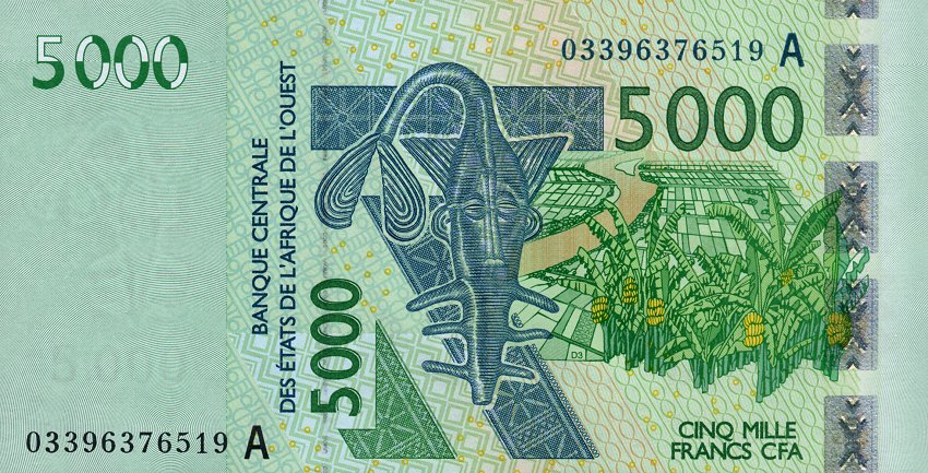 Front of West African States p117Aa: 5000 Francs from 2003