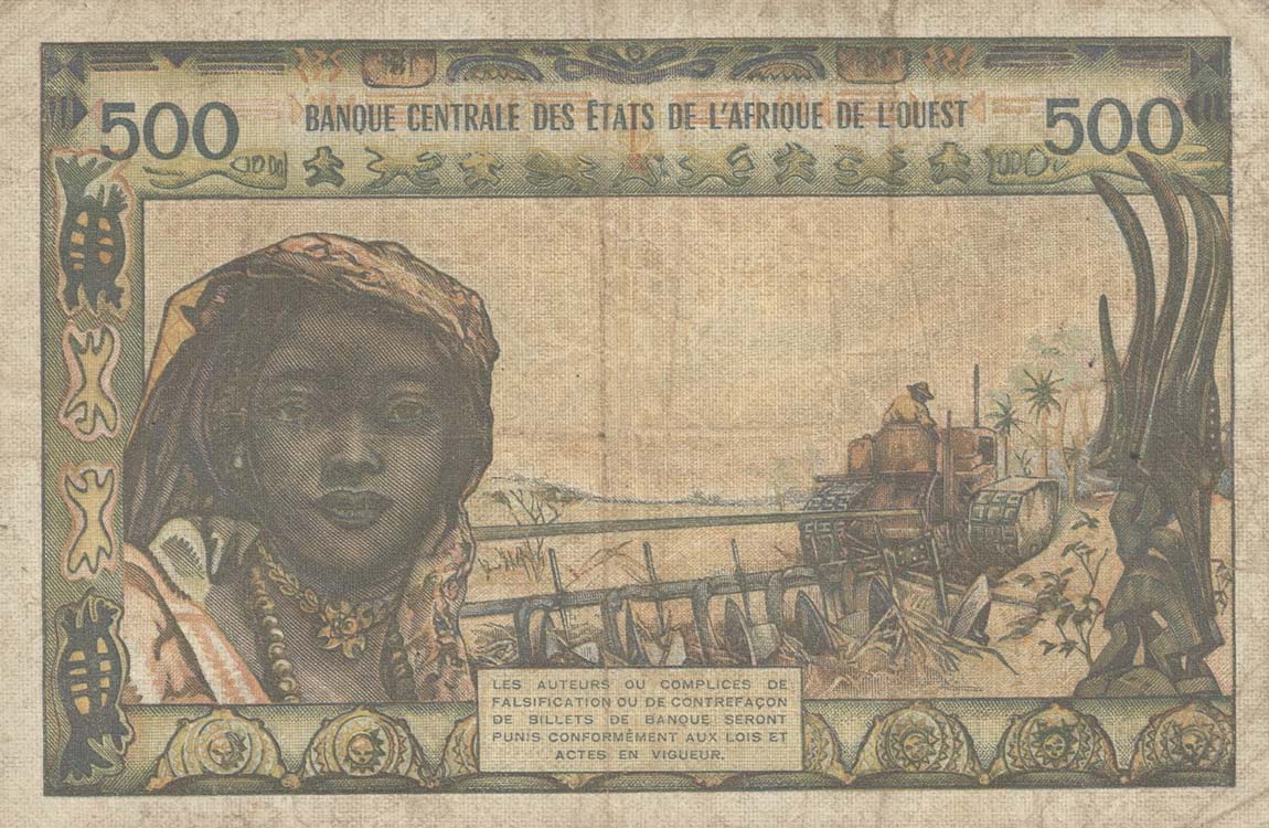 Back of West African States p202Bg: 500 Francs from 1961