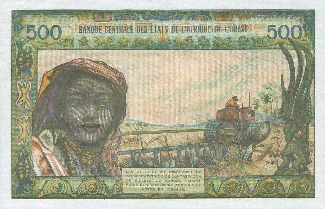 Back of West African States p202Bh: 500 Francs from 1961