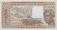 p207Bi from West African States: 1000 Francs from 1990