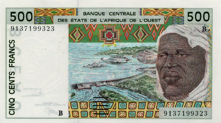 Front of West African States p210Ba: 500 Francs from 1991