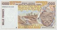 p211Bj from West African States: 1000 Francs from 1999