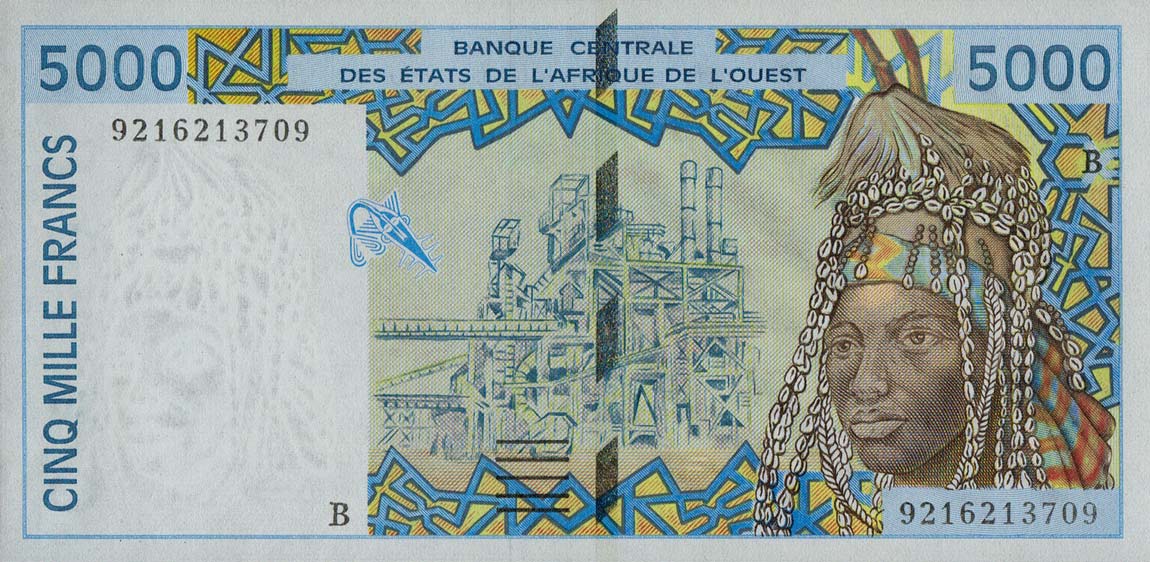 Front of West African States p213Ba: 5000 Francs from 1992