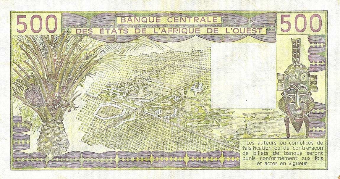 Back of West African States p306Cd: 500 Francs from 1982