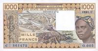 p307Cb from West African States: 1000 Francs from 1981