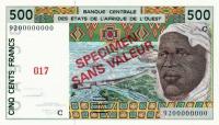 p310Cs from West African States: 500 Francs from 1991