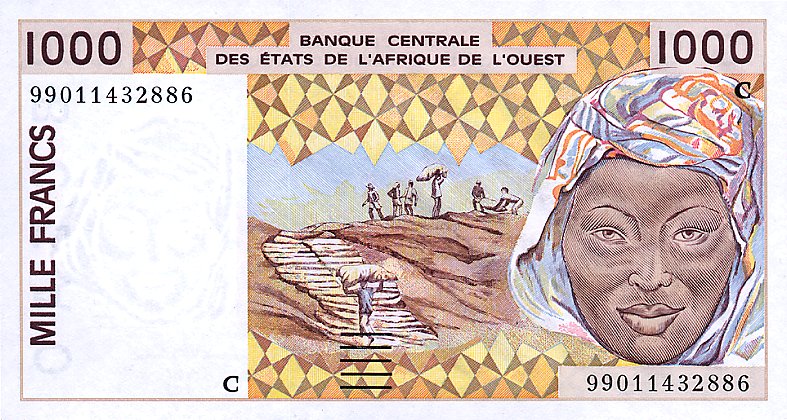 Front of West African States p311Cj: 1000 Francs from 1999