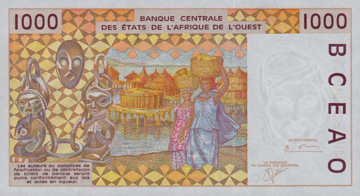 Back of West African States p311Ck: 1000 Francs from 2000