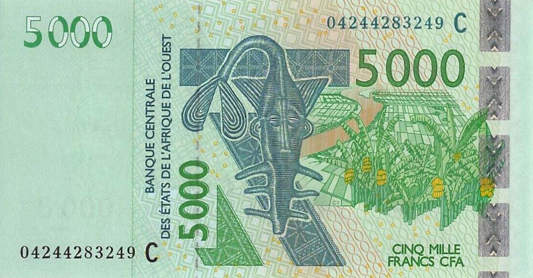 Front of West African States p317Cb: 5000 Francs from 2004