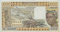 Gallery image for West African States p406Dg: 1000 Francs