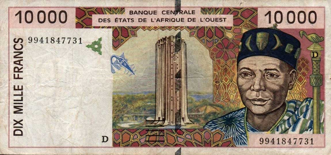 Front of West African States p414Dh: 10000 Francs from 1999