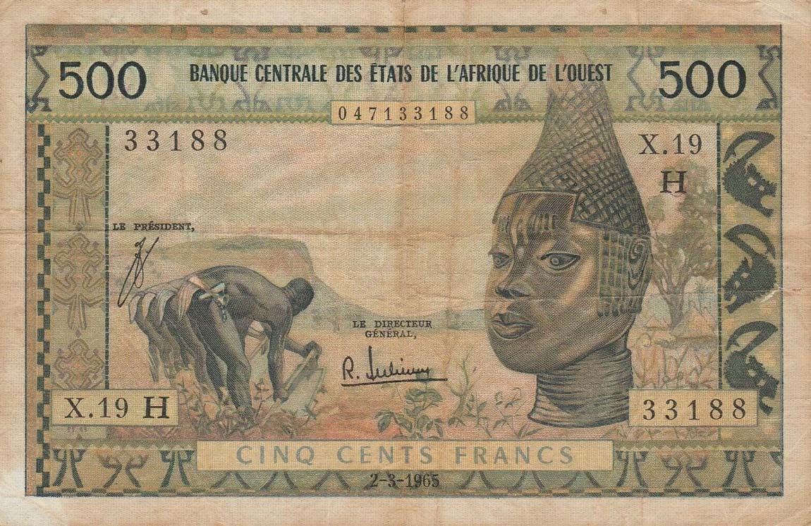 Front of West African States p602He: 500 Francs from 1965