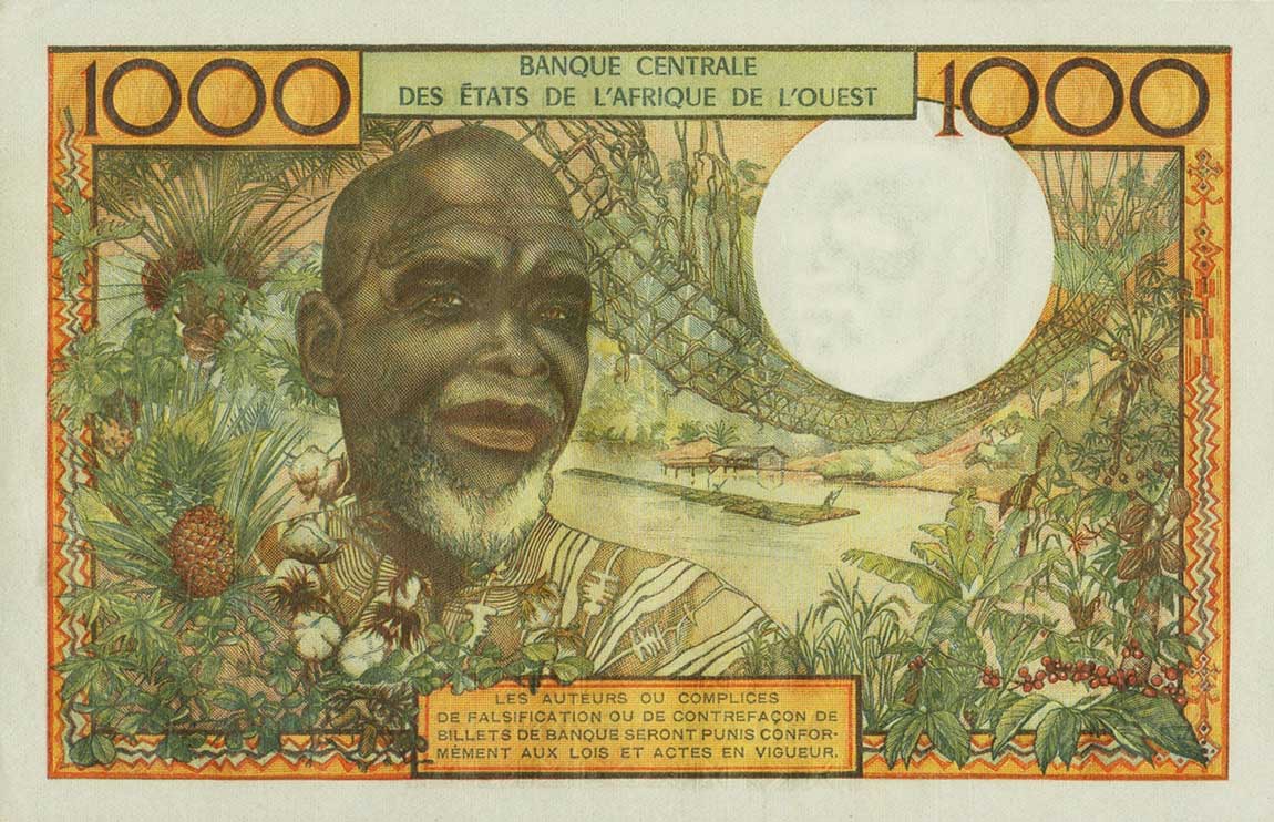 Back of West African States p603Hg: 1000 Francs from 1959