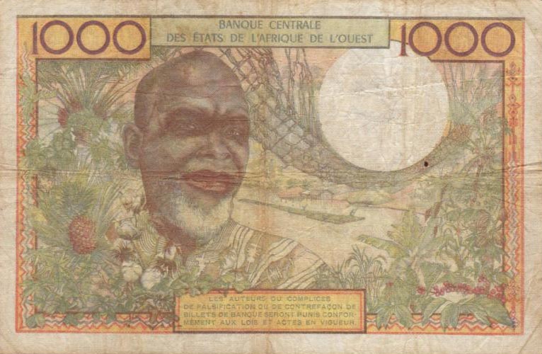 Back of West African States p603Ho: 1000 Francs from 1959