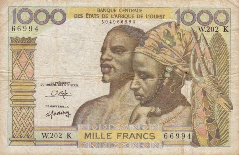 Front of West African States p603Ho: 1000 Francs from 1959