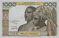 p608Hl from West African States: 5000 Francs from 1987