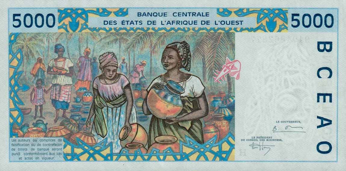 Back of West African States p613Hb: 5000 Francs from 1994