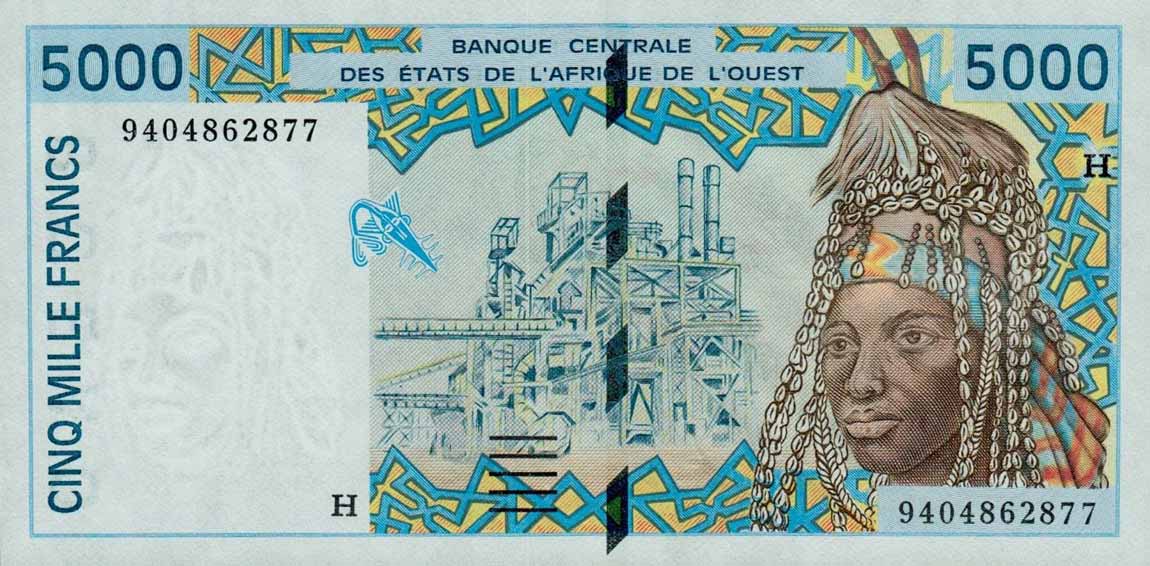 Front of West African States p613Hb: 5000 Francs from 1994