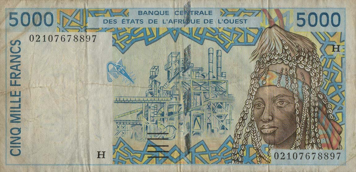 Front of West African States p613Hk: 5000 Francs from 2002