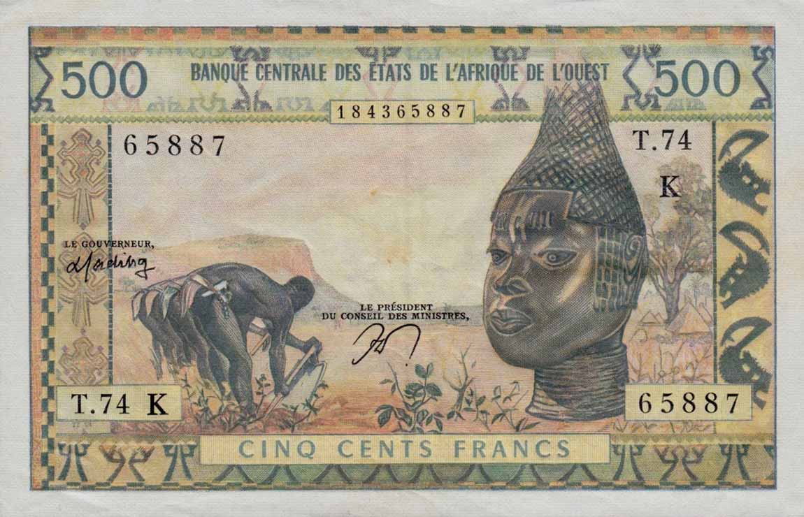 Front of West African States p702Kn: 500 Francs from 1959