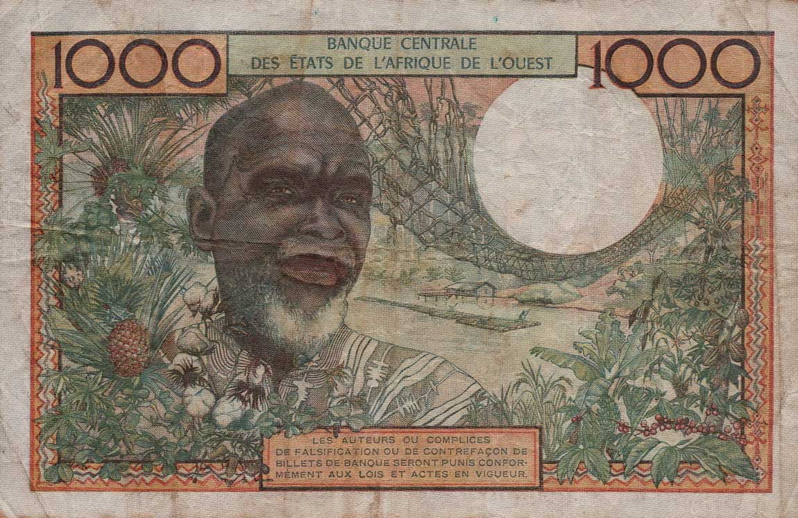 Back of West African States p703Kb: 1000 Francs from 1961