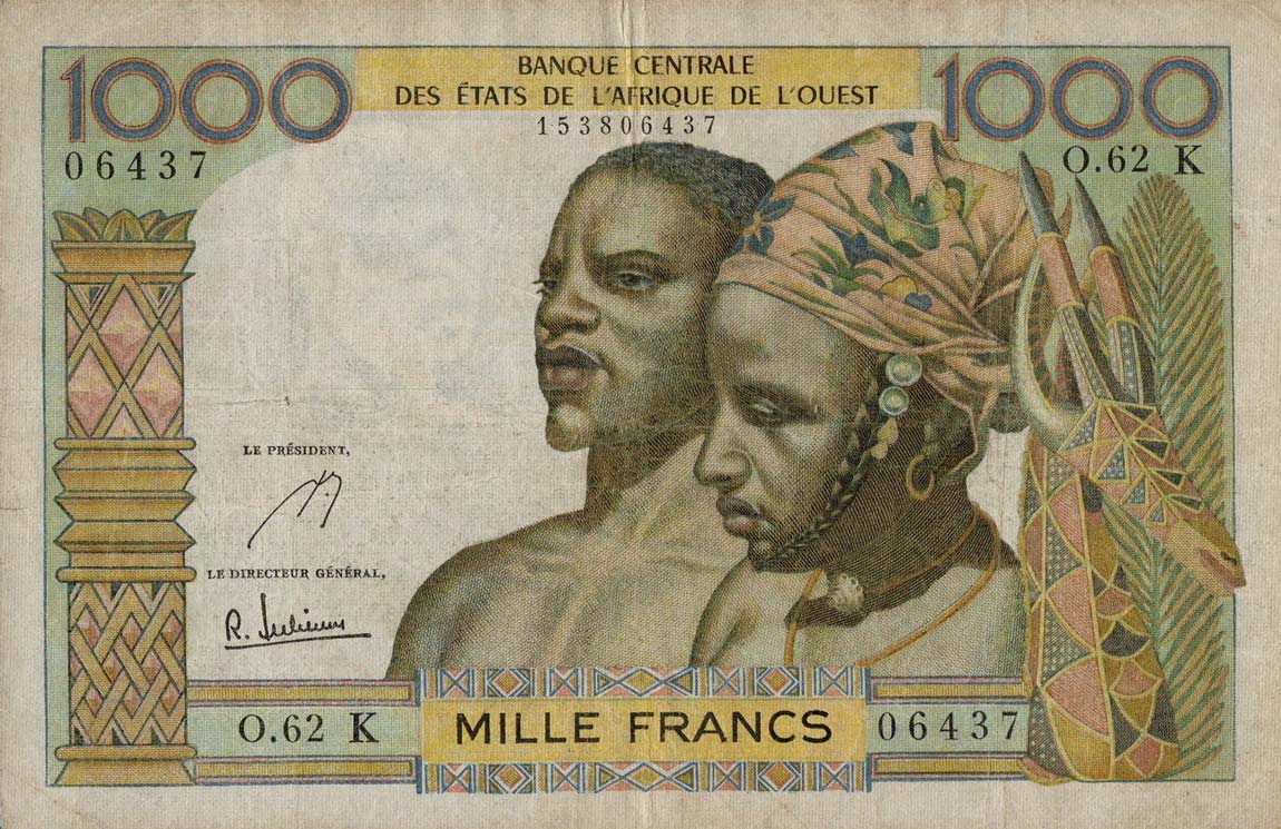 Front of West African States p703Kf: 1000 Francs from 1959