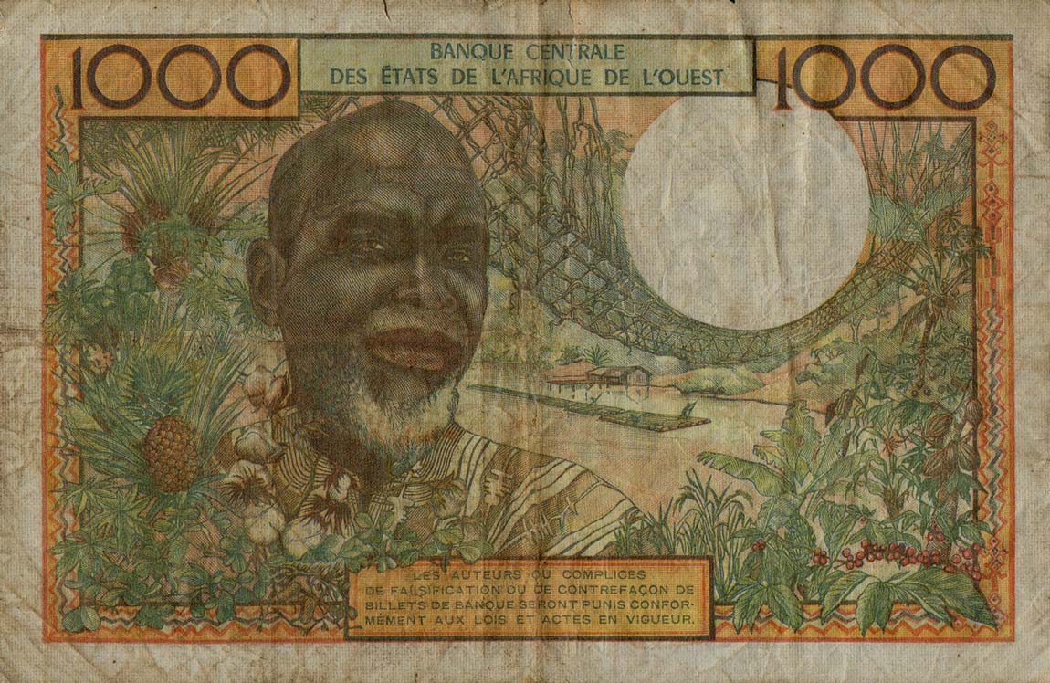 Back of West African States p703Ki: 1000 Francs from 1959
