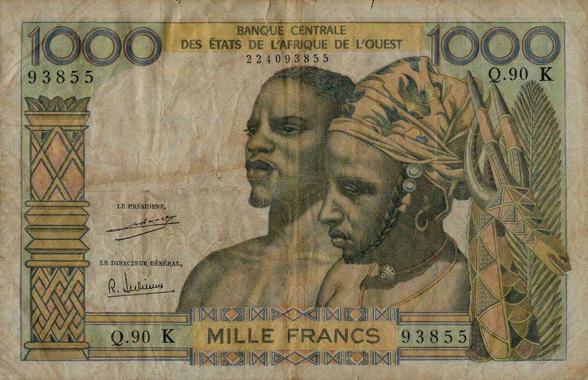 Front of West African States p703Ki: 1000 Francs from 1959