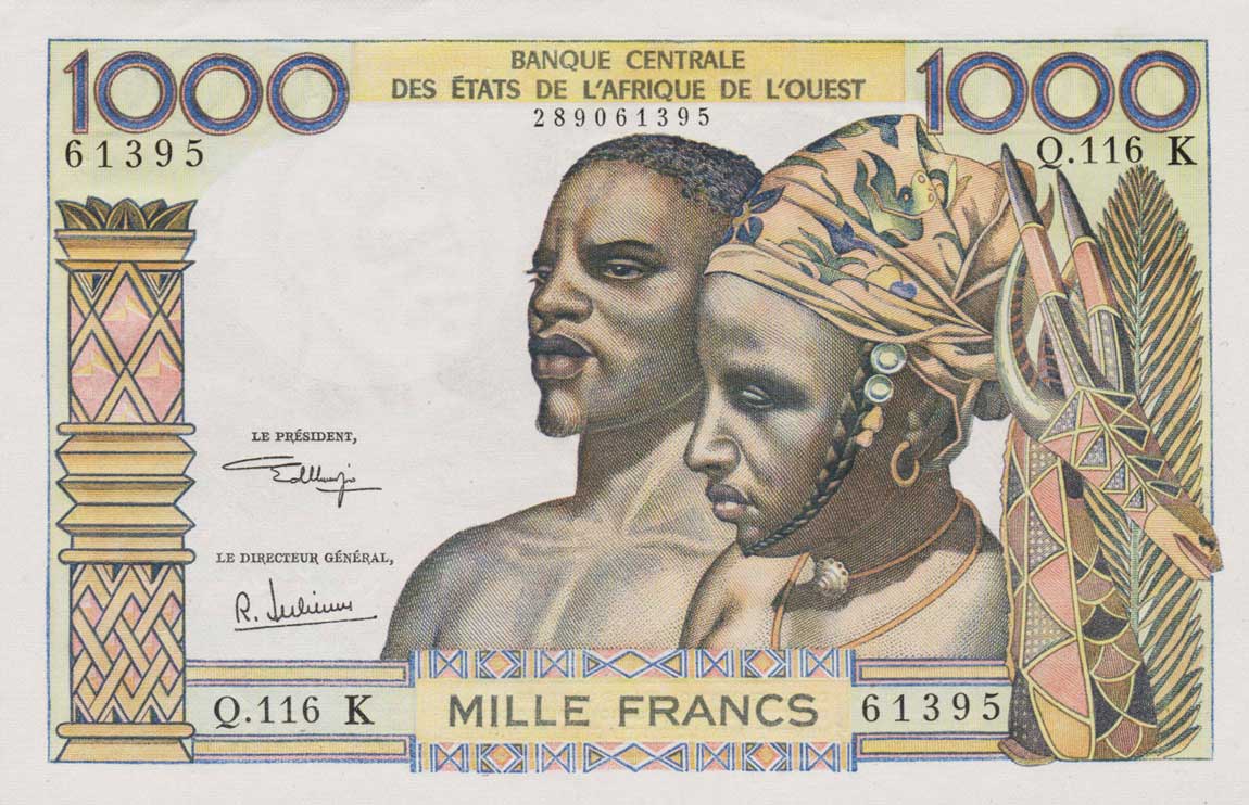 Front of West African States p703Kk: 1000 Francs from 1959