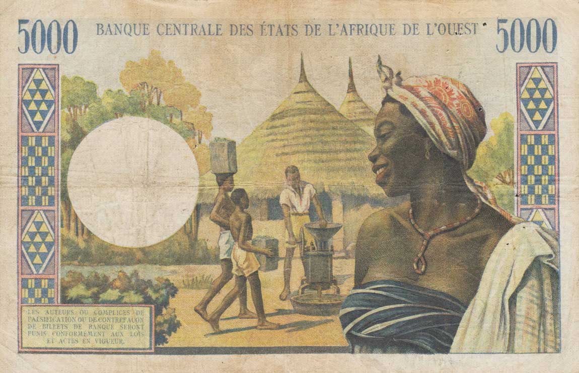 Back of West African States p704Kk: 5000 Francs from 1961