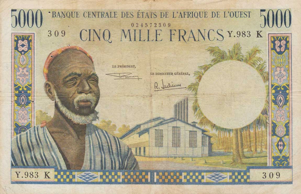 Front of West African States p704Kk: 5000 Francs from 1961