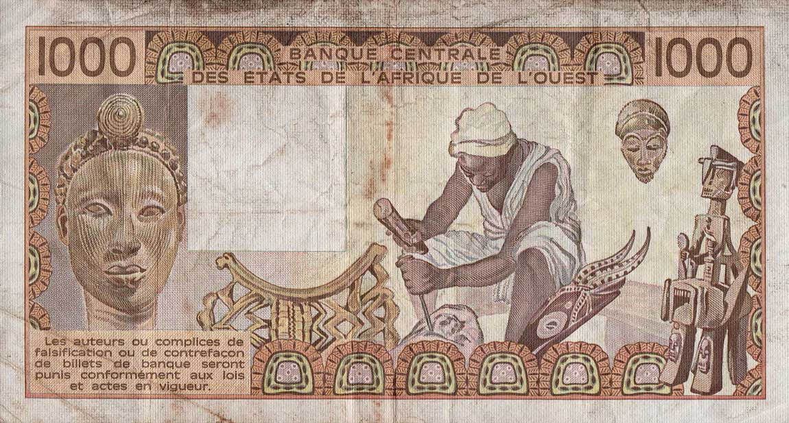 Back of West African States p707Kh: 1000 Francs from 1987