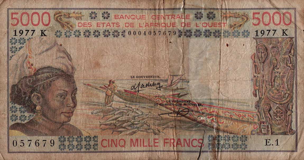 Front of West African States p708Ka: 5000 Francs from 1978